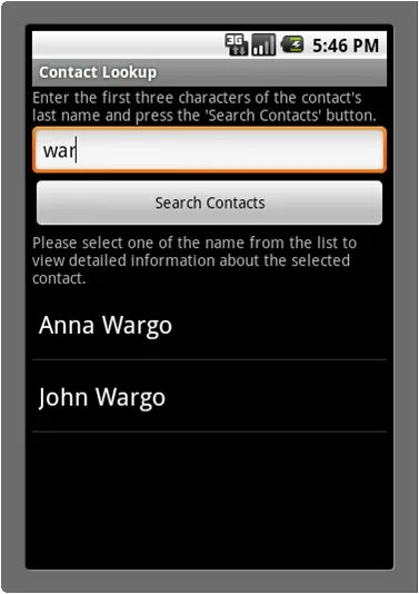 Android Contact Lookup Application