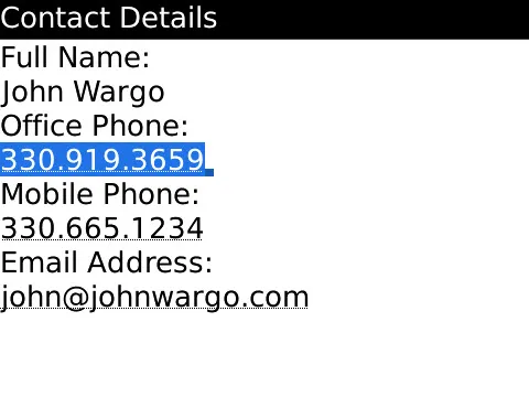 Contact Details Screen